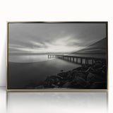 Large art print of Delaware scenery in a mid-century modernist style, acrylic in a gold frame, suited for modern wall decor.