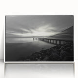 Art deco style poster of Delaware scenery with muted blue tones on framed acrylic, suitable for modern nursery wall decor.