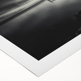 Art deco poster of Delaware scenery in muted blue and green hues on rolled canvas, suitable for dining room wall art.