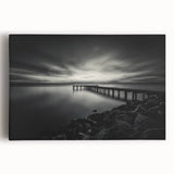 Black and white stretched canvas of Delaware scenery, ideal for kitchen wall art.