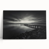 Black and white stretched canvas depicting Delaware scenery, ideal for kitchen wall art or bedroom ambiance.