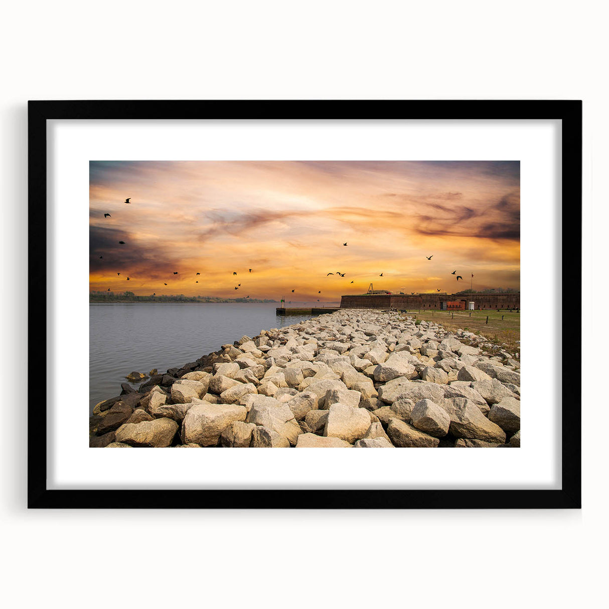 Abstract art print of Savannah scenery in vibrant colors on a large framed canvas, ideal for living room decor.