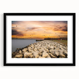 Abstract art print of Savannah scenery in vibrant colors on a large framed canvas, ideal for living room decor.