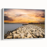 Vintage poster art of Savannah, Georgia, featuring colorful art on extra large framed canvas, ideal for living room decor.