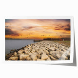 Rolled print of Savannah landscape with floral elements in soft green and pink hues, ideal for art wall dining room decor.