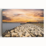 Black and white stretched canvas of Savannah scenery, ideal for kitchen wall art.