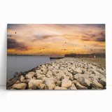 Black and white stretched canvas of Savannah scenery, ideal for kitchen wall art or bedroom decor.