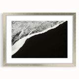 Textured abstract art print of Kauai landscape in muted green and blue tones on a framed silver mat, ideal for bedroom art.