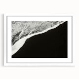 Abstract art print of Kauai scenery in muted green and blue tones, framed with a white mat.