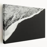 Panoramic view of Kauai cliffs and ocean on a large stretched canvas, in muted green and blue tones.