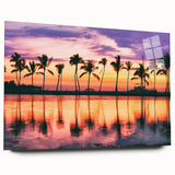 Large abstract wall art depicting a serene Maui landscape in muted blue and green tones on acrylic glass.