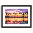 Extra large, colorful abstract art print depicting vibrant Maui scenery on textured canvas, framed in black.