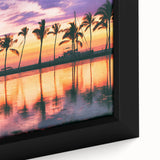 Extra large black wall art featuring a textured Maui scenery in vibrant colors on framed canvas, ideal for living room decor.