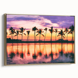 Framed canvas featuring a vintage-style landscape painting of Maui with black and gold tones, ideal for bedroom wall art.