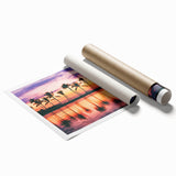 Extra large rolled print of Maui scenery with vibrant floral elements, ideal for classy bathroom wall art.