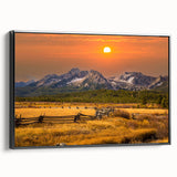 Black and white landscape art painting of Idaho scenery on framed canvas, ideal for bedroom wall decor.