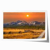 Extra large rolled print of Idaho scenery with vibrant green fields and distant mountains, ideal for art wall dining room.