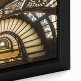 Extra large framed canvas featuring a textured depiction of the Chicago skyline in black with colorful accents.