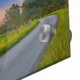 Large abstract wall art depicting a Kentucky landscape in acrylic glass with mid-century modernist style.