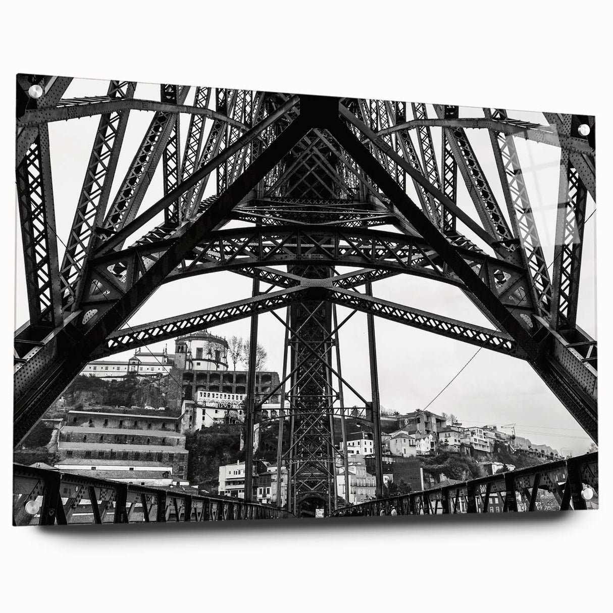 Acrylic print of a New Orleans skyline in muted blue and gray tones, suitable for bedroom or dining room decor.