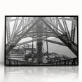 Large abstract wall art depicting a colorful New Orleans scene, framed in black acrylic, ideal for modern living room decor.