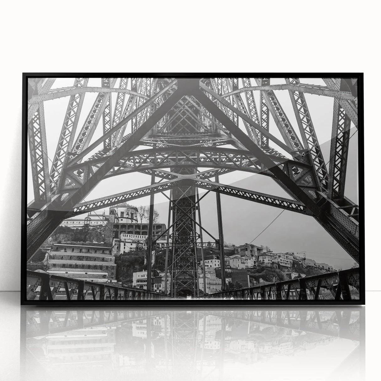 Large abstract wall art depicting a colorful New Orleans scene, framed in black acrylic, ideal for modern living room decor.