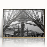 Acrylic print of New Orleans scenery in mid-century modernist style with muted gold tones, ideal for nursery wall art.