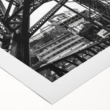 Art deco poster of New Orleans cityscape in muted gold and blue tones on rolled canvas, suitable for dining room decor.