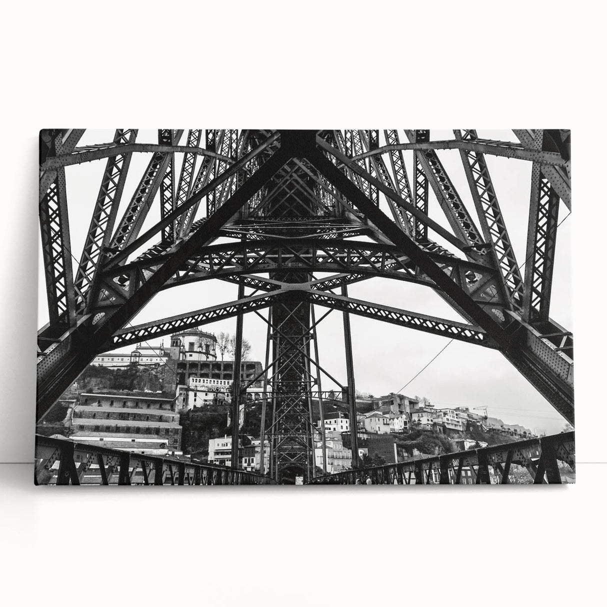 Black and white stretched canvas of New Orleans scenery, ideal for kitchen wall art or bedroom ambiance.