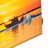 Large abstract wall art depicting Louisiana scenery in mid-century modernist style, using muted earth tones on acrylic glass.