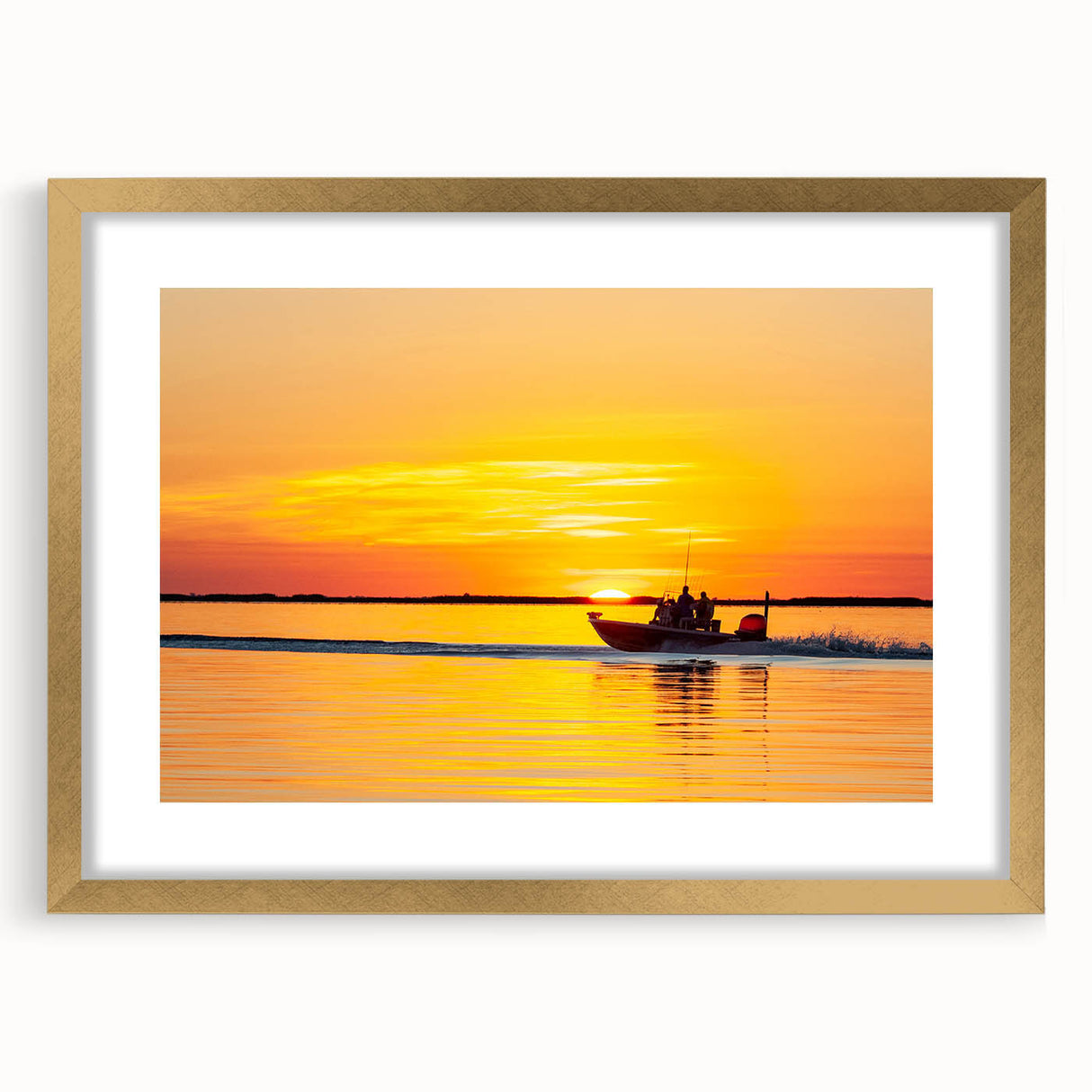 Extra large abstract art print of Louisiana scenery in textured style, using gold and green tones on a framed canvas.
