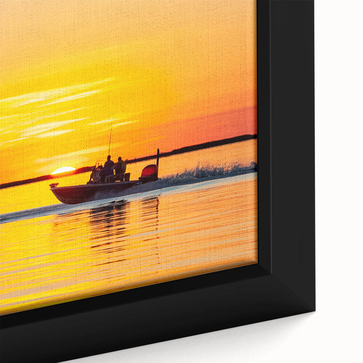 Textured black wall art depicting a vibrant Louisiana scenery on a framed canvas, ideal for living room decor.