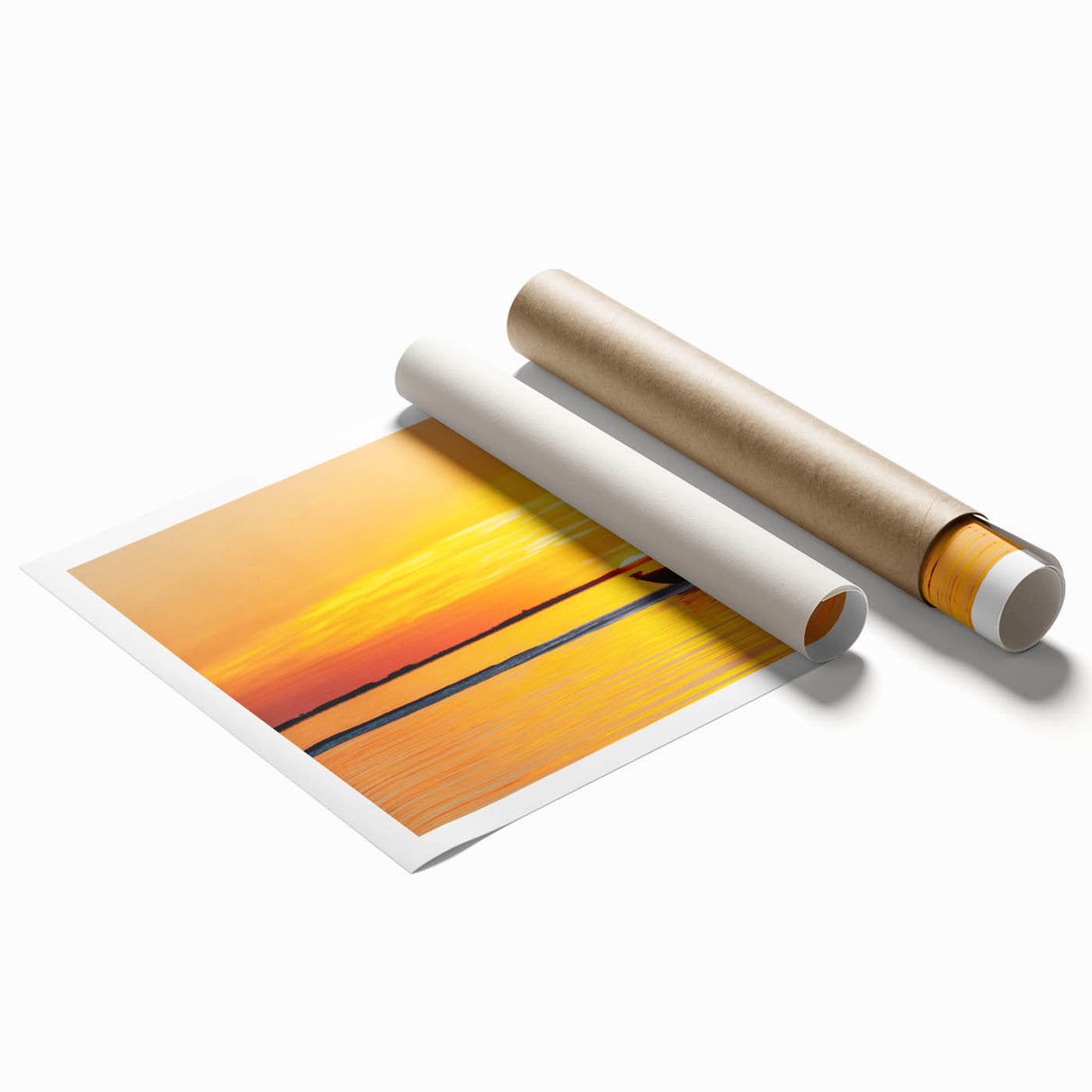 Rolled print of Louisiana scenery with floral elements in soft pastel colors, ideal for classy bathroom wall art.
