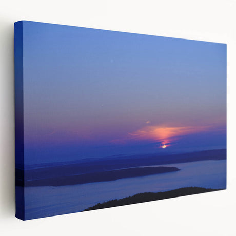 Acadia National Park scenery on large stretched canvas, featuring lush green and blue tones, ideal for kitchen wall art.