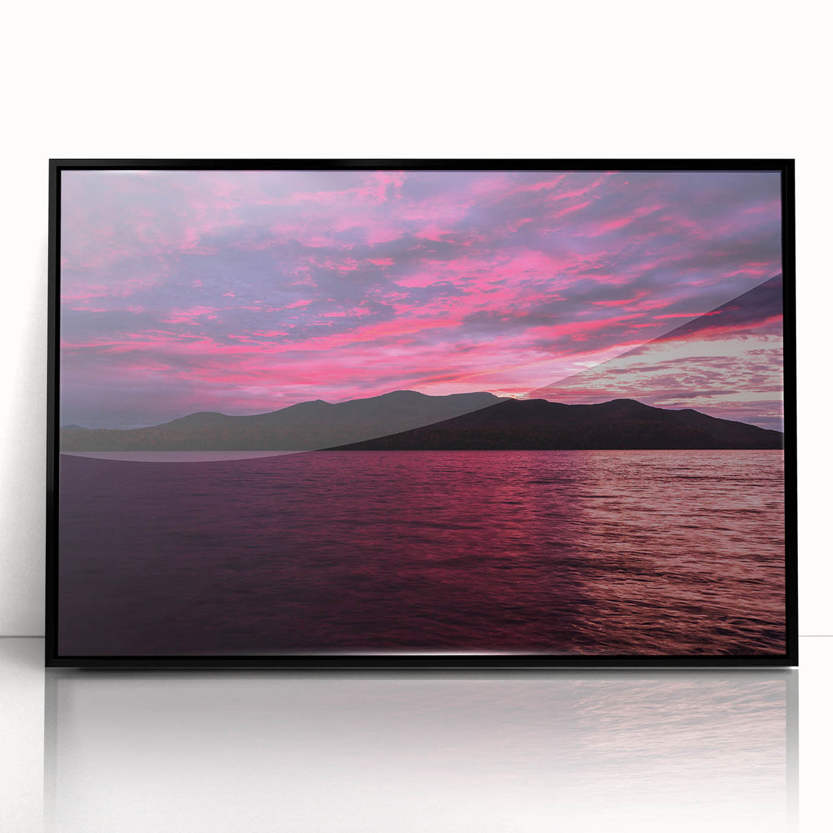 Large abstract wall art depicting a Maine scenery in muted earth tones on a framed acrylic.