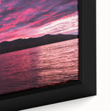 Extra large framed canvas depicting a textured Maine scenery in black with colorful art accents, ideal for living room decor.