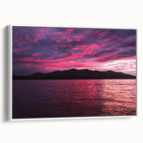 Vintage poster art of a Maine scenery on a framed canvas, with colorful art in a large format, ideal for living room decor.