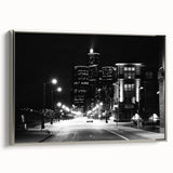 Landscape art painting of Detroit skyline in colorful tones on a framed canvas, ideal for office wall decor.