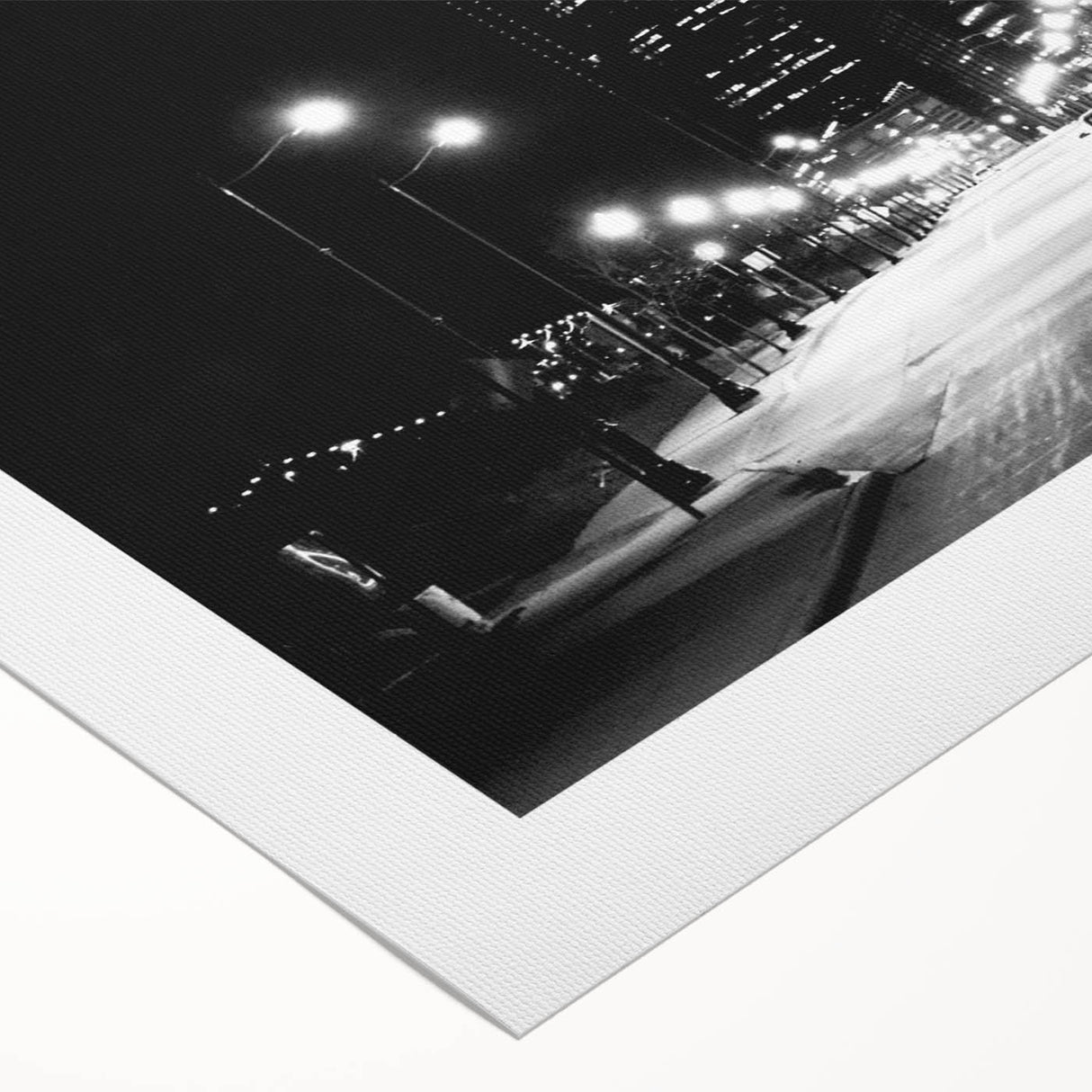 Art Deco poster of Detroit skyline in monochrome shades on rolled canvas, suitable for dining room wall art.