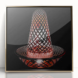 Framed acrylic print of St. Louis skyline in gold and blue tones, ideal for modern art wall decor.