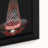 Close-up of textured black wall art depicting St. Louis scenery on a framed canvas, ideal for living room decor.