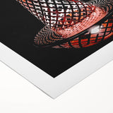 Art deco poster of St. Louis skyline in muted gold and navy hues on rolled canvas, suitable for dining room decor.