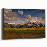 Black and white framed canvas of a Montana landscape, ideal for bedroom wall art.