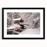Extra large abstract art print depicting a colorful, textured New Hampshire scenery on a black framed canvas.