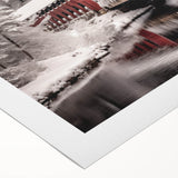 Art deco poster featuring a serene New Hampshire landscape in soft blue and green tones on rolled canvas.