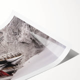 Extra large wall art featuring line art flowers in black and white, printed on rolled canvas.