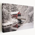 Scenic New Hampshire landscape on stretched canvas, featuring green and brown forest tones, ideal for kitchen wall art.