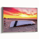 Framed canvas featuring a colorful New Jersey landscape in vintage poster style, ideal for living room decor.