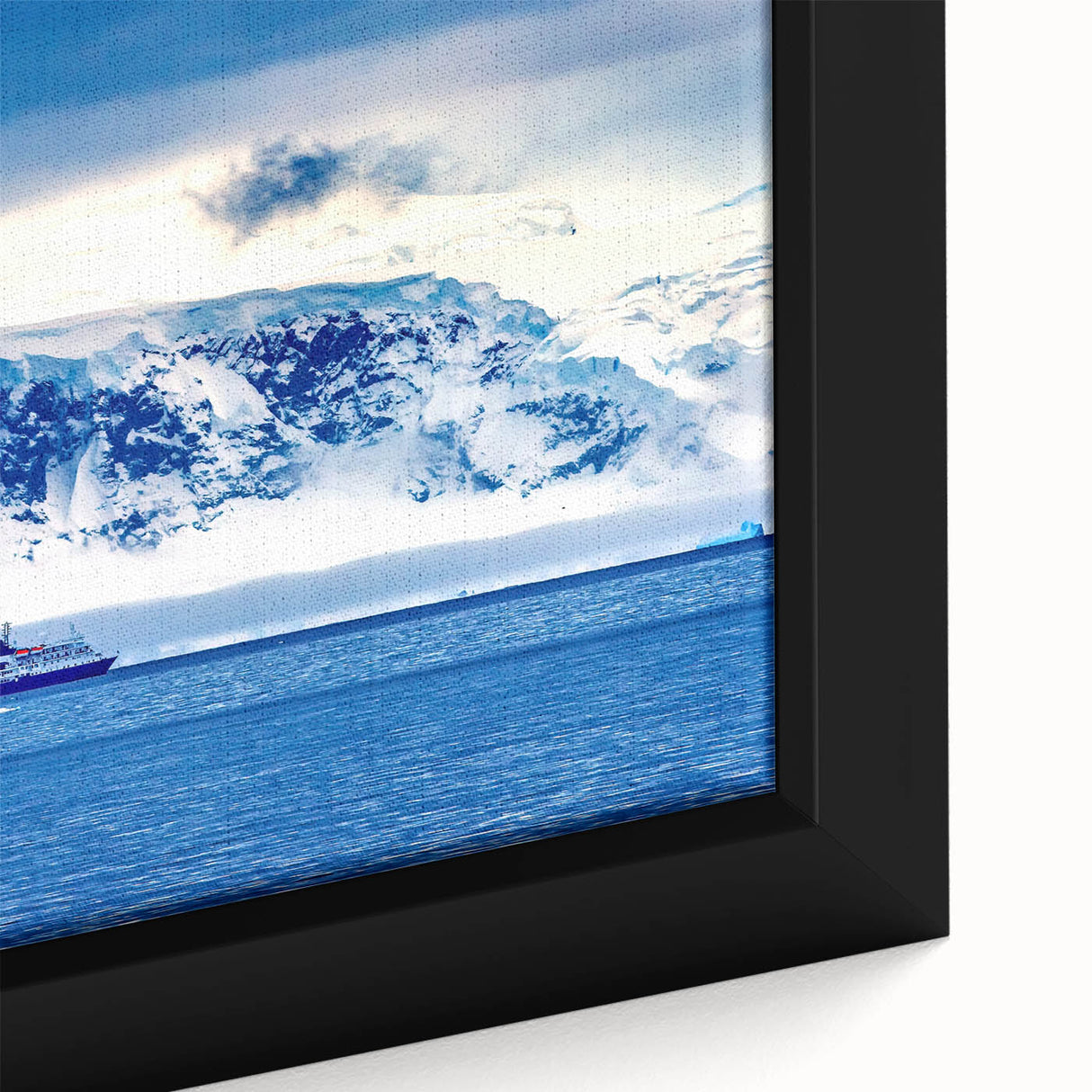 Extra large framed canvas featuring a textured depiction of the Charlotte skyline in black with colorful highlights.