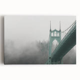 Black and white photograph of Portland, Oregon skyline on large stretched canvas, suitable for kitchen wall art.